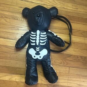 Teddy Bear Skeleton-Style Backpack in Black & White.